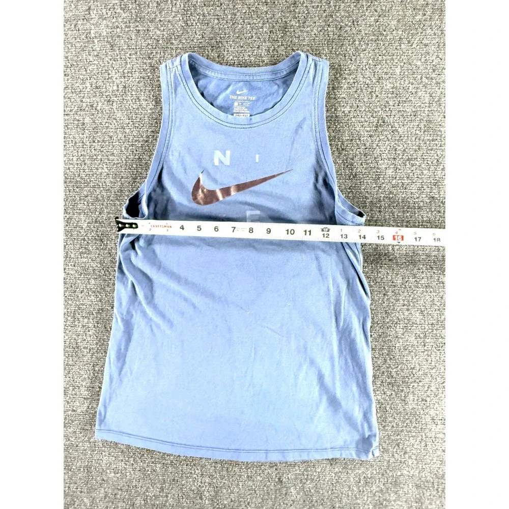 Nike Dri-FIT Athletic Tank Top Blue Metallic Bronze Swoosh XS‎ Womens